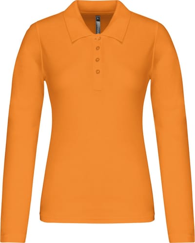 Kariban Piqué-damespolo lange mouwen K257 - orange - XS
