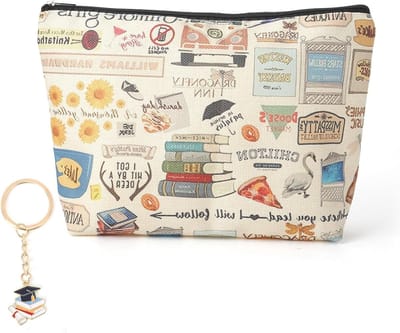 Make-up Tas met Sleutelhanger voor Vrouwen | Dubbelzijdige Print | Herbruikbare Make-up Organizer voor Reizen en Dagelijks Gebruik