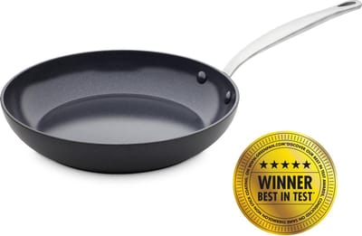GreenPan Barcelona Koekenpan 28cm – PFAS-vrije antikleeflaag – Koekenpan inductie – Keramische koekenpan - Ovenbestendig tot 220°C – RVS handgrepen - Zwart