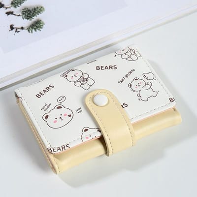 Portefeuille court pour femme dessin animé mignon porte-cartes multiples porte-monnaie portefeuille jaune