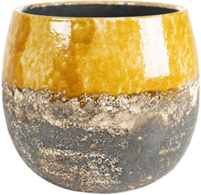 Lindy Ochre okergele pot 19 cm ronde bloempot voor binnen
