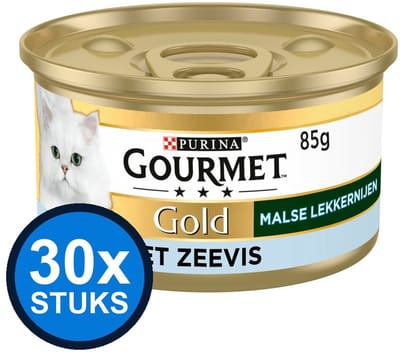 30x Gourmet - Gold Malse Lekkernijen Zeevis - Kattenvoer Natvoer - 85g