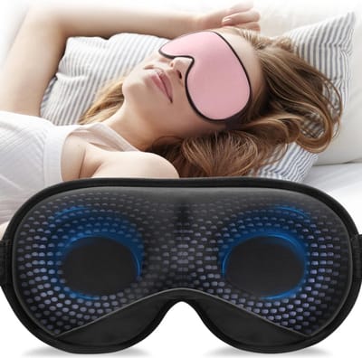 Geweighted Slaapmasker voor Dames en Heren, 3D Oogmasker met Drukverlichting, 100% Lichtdicht en Verstelbare Band voor Reizen en Yoga, 120g, Roze