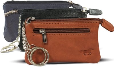 Safekeepers sleuteletui heren -  sleuteletui dames - 3 stuks - sleuteletui met rits - sleutelmapje -sleutelbeursje -sleutelzakje -sleuteltasje heren Cognac