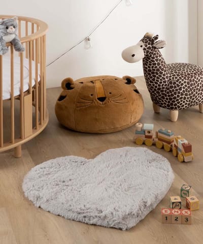 Kindervloerkleed hart - Fluffy lichtgrijs 70x80