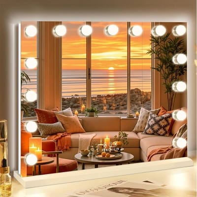 Hollywood make-upspiegel met RGB verlichting, 15 dimbare lampen en 3 lichtmodi
