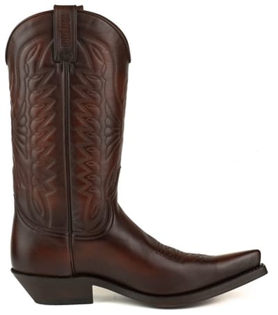 Mayura Boots 1920 Zwart/ Cognac Spitse Cowboy Western Line Dance Dames Heren Laarzen Schuine Hak Echt Leer Maat EU 37