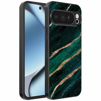 Geschikt voor Google Pixel 10 Pro Telefoonhoesje met marmer opdruk - TPU backcover case marble design - Groen Goud - Smartphonica geschikt voor Google Pixel 10 Pro