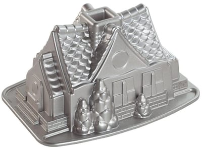 Dailygoods- Bakvorm Peperkoekenhuis - Gegoten Aluminium - 19x26x13 cm - Zilver - Bakvormen - Bakvorm Rond - Bakvormen Siliconen - Gebakvorm