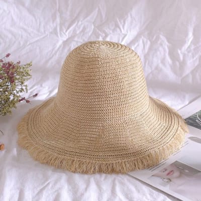 1 pièce Chapeau de paille pour femme Printemps/Été, Chapeau de plage à large bord Vacances et Plein air one-size beige