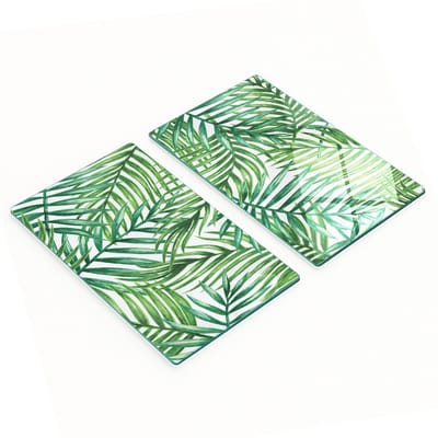 Glazen snijplanken met palmbladerenmotief, 2x30x52 cm