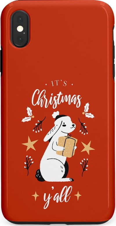 Casetastic hoesje geschikt voor Apple iPhone XS Max - Dubbellaagse bescherming - Kerst Konijntje Flappie - Fashion Case - Terracotta
