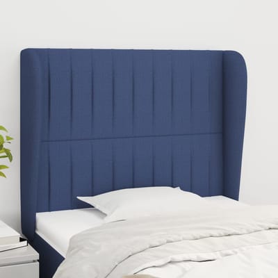 vidaXL - Hoofdbord - met - randen - 83x23x118/128 - cm - stof - blauw