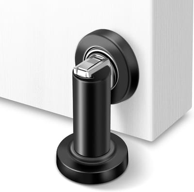 Deurstopper - Magnetische deurstopper - Voor de onderkant van de deur - Robuust roestvrij staal - Wandmontage en vloermontage - Magnetische deurstopper voor binnen en buiten - Zwart