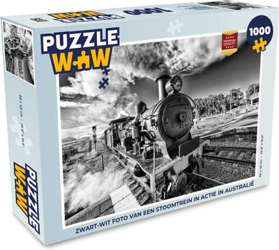 Puzzel Zwart-wit foto van een stoomtrein in actie in Australië - Legpuzzel - Puzzel 1000 stukjes volwassenen