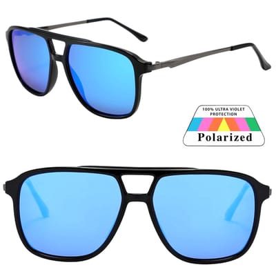 Fako Sunglasses® - Zonnebril Vierkant - Polariserend - Polarized Zonnebril - Heren Zonnebril - Dames Zonnebril - Model Jack - Blauw