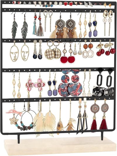 Earring Display Houder met 110 Plaatsen, Houten Basis voor Sieradenopslag, Perfect voor Thuis en Winkels