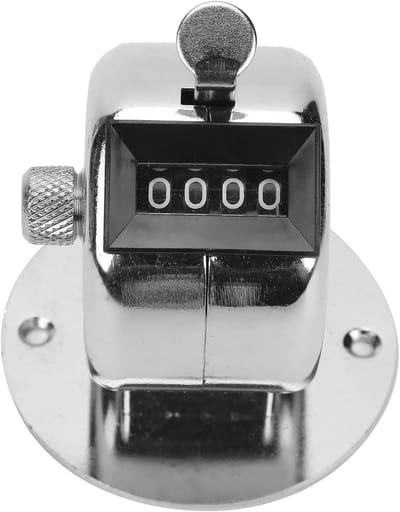 Handmatige Teller - Klikker Tellen - Activiteiten Registreren - Zuiver Mechanische Beweging - 4-digitaal - Zilver
