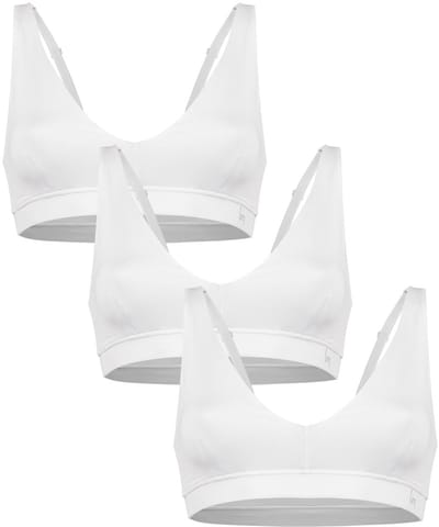 Undiemeister Bralette Dames 3-Pack Platte Naden Tencel Beha - Chalk White (Wit) - Maat S