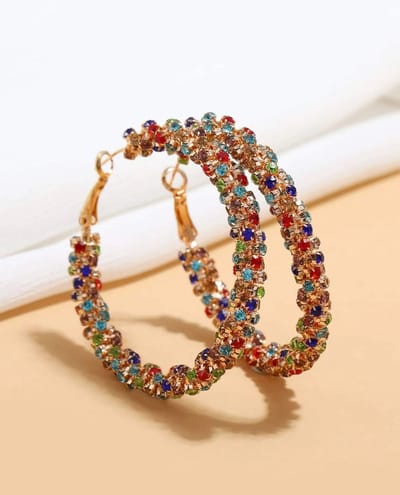 Oorringen multicolor met strass 5.3 cm