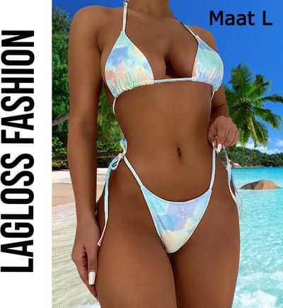 LaGloss® 2-Delige Bikini Set Tie-dye Marshmallow Mint – Maat L - Zachte & Verfrissende Dames Badmode