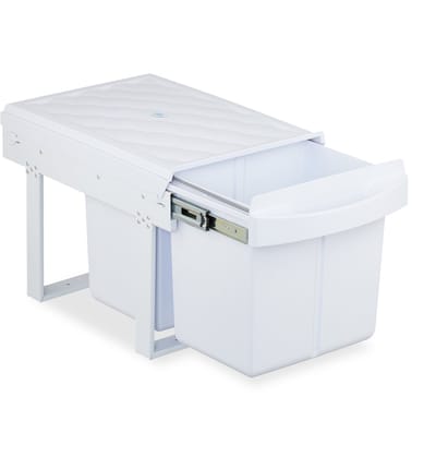 inbouw prullenbak - 2 vakken - 2x 15 l - keukenkastje - uittrekbaar - wit