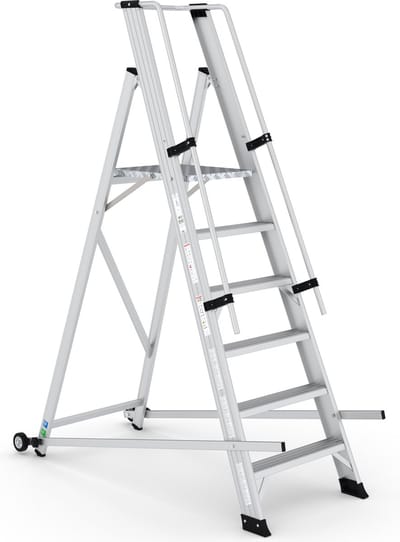 Wixor opvouwbare magazijntrap | 6 Treden | Opvouwbaar | Bordestrap | Industrieel platform | Opvouwbaar | Magazijntrap