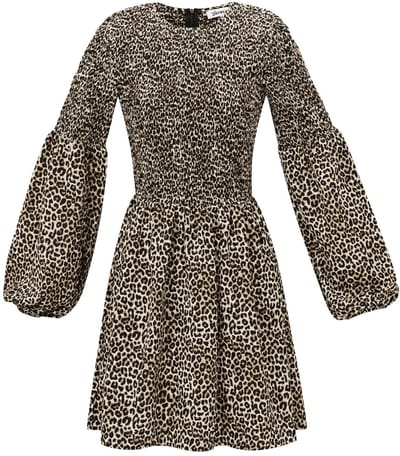 Elegante Polyester Vrouwen Mini Jurk met Luipaardprint - Maat M