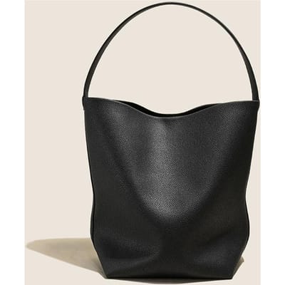 Sac seau en cuir véritable pour femme, première couche, sac à bandoulière polyvalent de grande capacité black