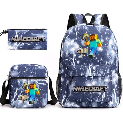 Minecraft Schooltas Game Merchandise Student Grote Capaciteit Print Drie Delige Schooltas Mannen En Vrouwen Three-piece set