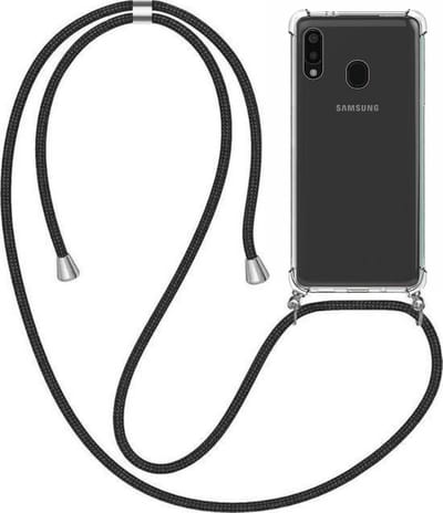 Telefoonhoesje Geschikt voor Samsung Galaxy A20E met Koord en Stootrand - TPU Backcover Shockproof met Lanyard - Smartphonica geschikt voor Samsung Galaxy A20e