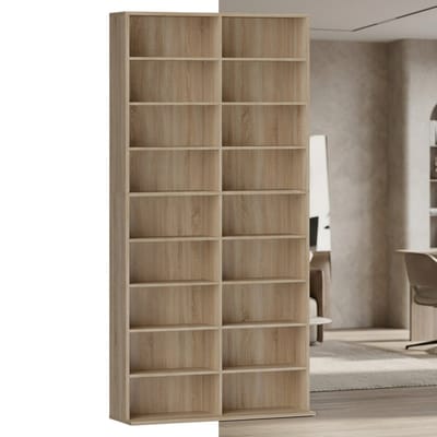 Vakkenkast – Smalle Boekenkast – 18 Vakken – Staande Opbergkast - wandkast – Modern Design – Natuurlijk hout – Ruimtebesparend