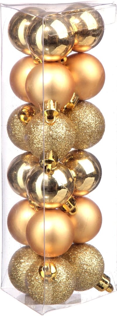Atmosphera Kerstballen - goudkleurig - 18ST - glans en mat - 3 cm - kunststof