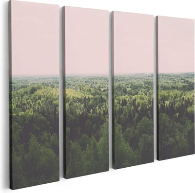 Artaza Canvas Schilderij Vierluik Eindeloze Bos Met Groene Bomen - 80x60 - Foto Op Canvas - Canvas Print