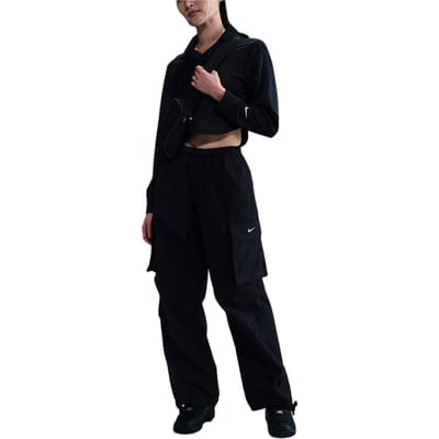 Nike Sportswear Logo Effen Comfortabele Casual Werkbroek Damesbroek Zwart Wit IB1059-010 L black