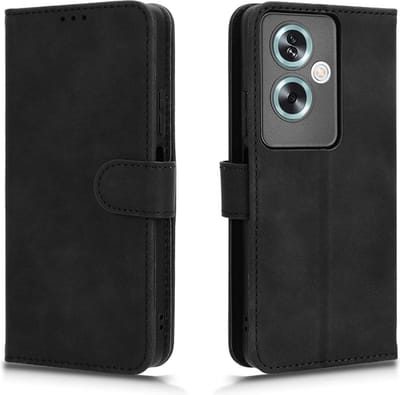 Geschikt voor Oppo A79 5G - Magnetische Sluiting - Portemonnee Flip Cover met Kickstand Hoesje - Zwart