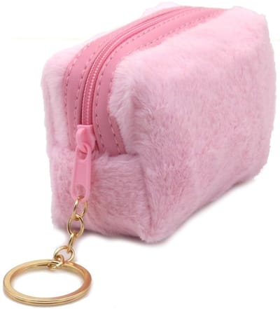 She Life Style - Pluizige sleutelhanger tasje - Roze