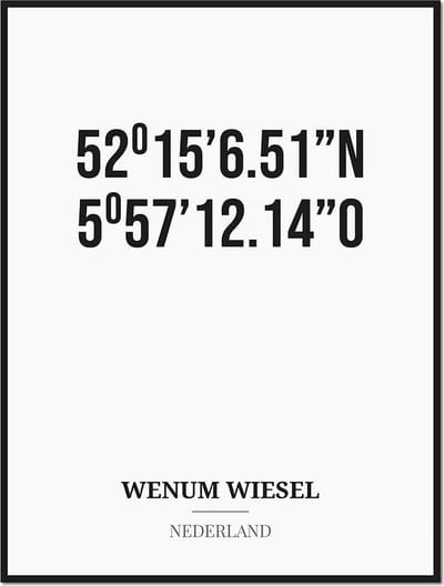 Poster/kaart WENUM WIESEL met coördinaten