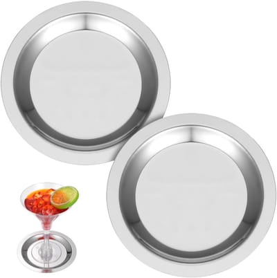 Flessenonderzetters – Set van 2 ronde roestvrijstalen onderzetters – Voor feestjes, bars en thuis, hittebestendig, drankonderzetters, 4,5 inch (11,5 cm)-Stijl 1