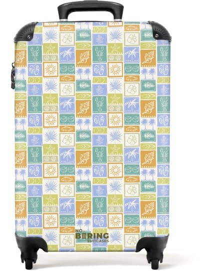 NoBoringSuitcases.com - Koffer - Vrolijke zomer illustraties - Past binnen 55x40x20 cm en 55x35x25 cm - Trolley handbagage - Valiezen met wieltjes volwassenen - Reiskoffer op wielen - Rolkoffer lichtgewicht