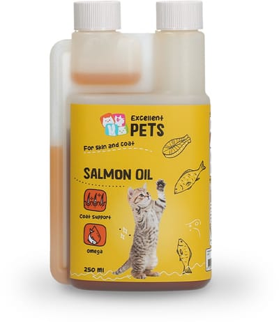 Excellent Pets Zalmolie 250 ml - Visolie - Omega 3-6-9 - Ondersteunt Huid en Vacht, Hart - Soepele gewrichten en Immuunsysteem - Weerstand Katten supplementen - Cat Salmon Oil