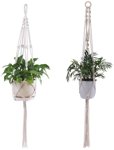Dailygoods- Macramé Plantenhanger 100cm - Hangende Plantenpot - Katoenen Touw - Boho Plantenhouder - Handgeweven - Voor Binnen/Buiten