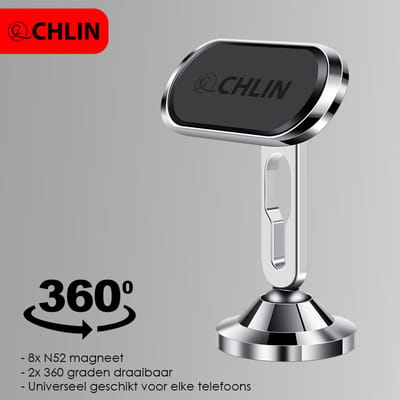 CHLIN® ONE - magnetische telefoonhouder auto - telefoonhouders auto - 360 graden draaibaar - Autohouder - Verstelbaar - Drempel Proof – Universeel - handsfree - GSM houder auto - telefoonhouders auto