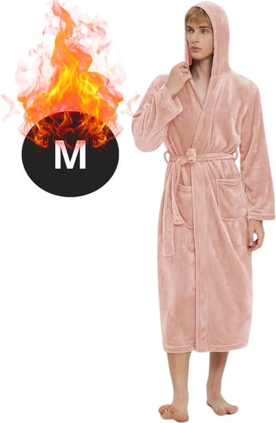 Bovista Badjas Heren - Fleece - Katoen - Badstof - Sauna - Hamam - Wafel - Bathrobe - Duster - Ochtendjas - Spa - Kimono - Roze M