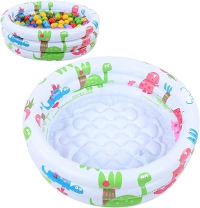 Opblaasbaar kinderbadje, 100 x 40 cm, opblaasbaar zwembad, 3 ringen, kinderbad, opblaasbaar kinderzwembad, babyzwembad, draagbare badkuip, kinderbadje