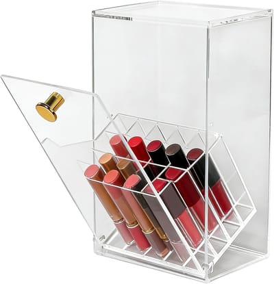 Make-up Organizer met Deksel, 17 Compartimenten voor Borstels en Lipstick, Perfect voor Cosmetica in Badkamer en Slaapkamer