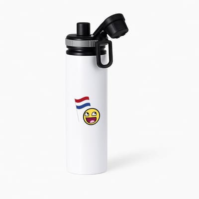 Hacebo® - Nederlandse vlag smiley waterfles met draaidop grijs - Nederland - Nederlanders - boeren - verjaardagscadeau - kado - water fles - 850ML