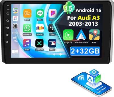 ESSGOO Autoradio Geschikt voor Audi A3 8P S3 RS3 Sportback 2003-2012 - 9 inch Touchscreen - Android 15 - Apple Carplay & Android Auto - 2+32GB - GPS, WIFI, SWC