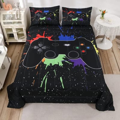 Gaming Beddengoed Set Game Dekbedovertrek 135 voor Volwassenen Kinderen Zachte Microvezel Modern Gamepad Dekbedovertrek Decoratief met Kussensloop 70x133cm 2pcs