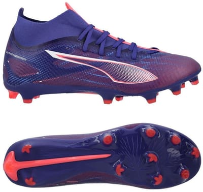 PUMA Ultra 5 Match+ FG/AG - Maat 42 - Voetbalschoenen - Lapis Lazuli / Puma White / Sunset Glow